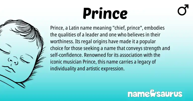 Infographic about Prince name meaning, Prince is a name from Latin origin(s).
