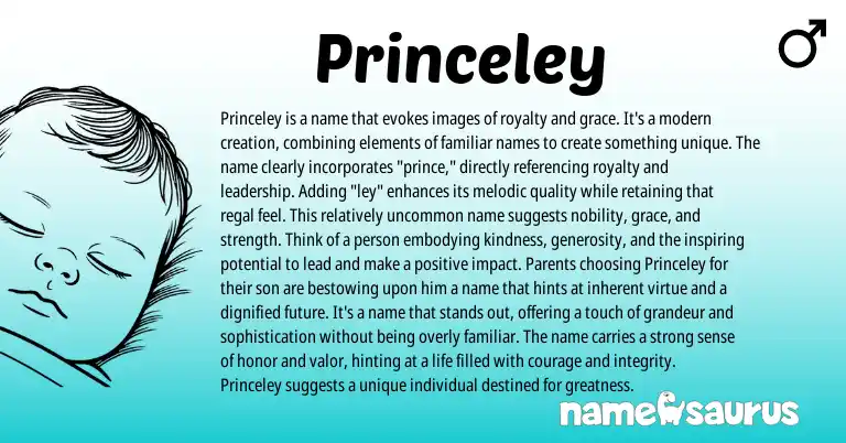 Infographic about Princeley name meaning, Princeley is a name from English origin(s).
