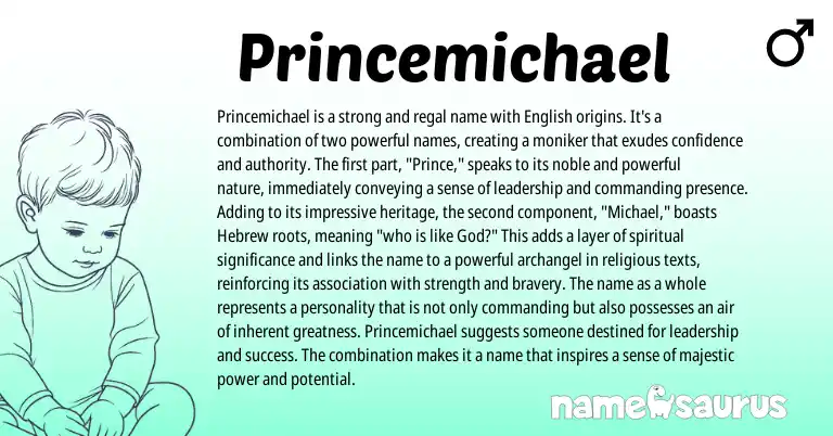 Infographic about Princemichael name meaning, Princemichael is a name from English origin(s).
