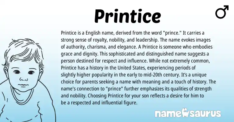 Infographic about Printice name meaning, Printice is a name from English origin(s).
