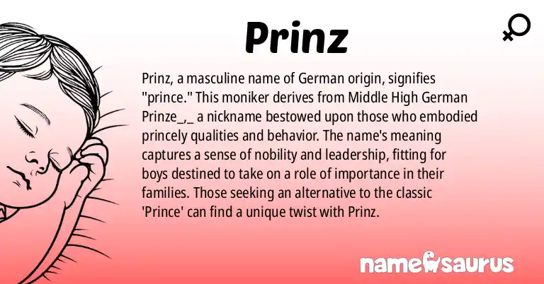 Infographic about Prinz name meaning, Prinz is a name from German origin(s).