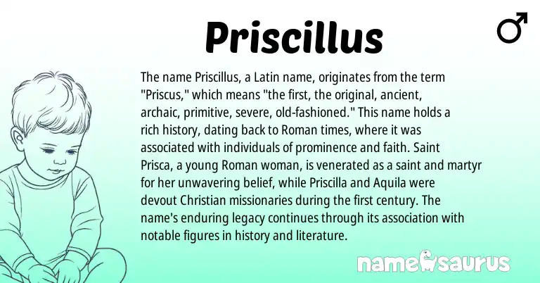 Infographic about Priscillus name meaning, Priscillus is a name from Roman, Latin origin(s).
