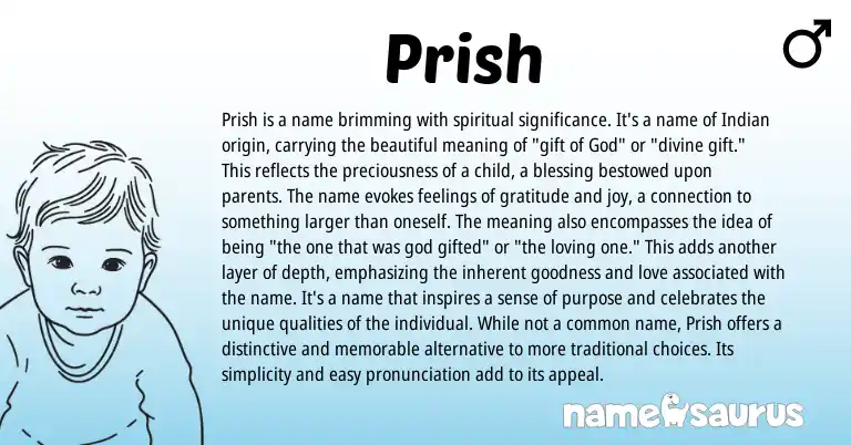 Infographic about Prish name meaning, Prish is a name from Indian, Hindi origin(s).