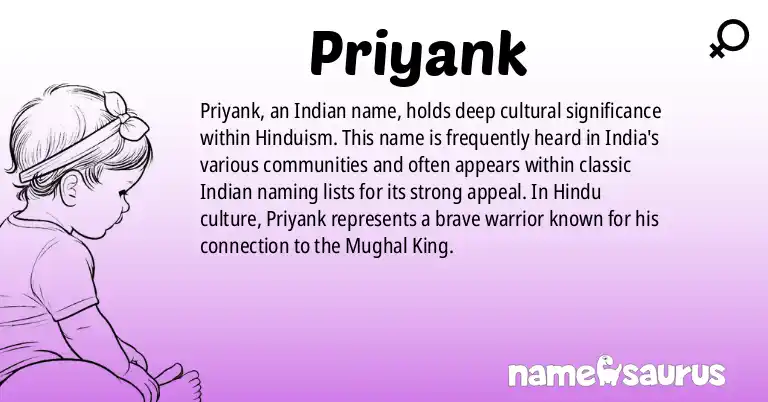 Infographic about Priyank name meaning, Priyank is a name from Indian origin(s).