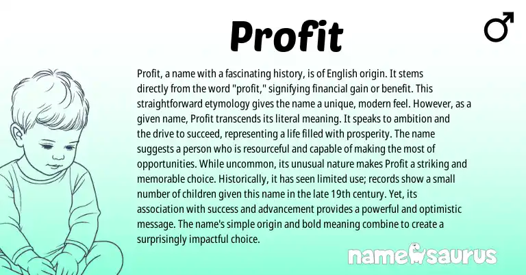Infographic about Profit name meaning, Profit is a name from English origin(s).