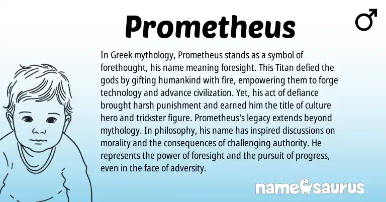 Infographic about Prometheus name meaning, Prometheus is a name from Greek origin(s).