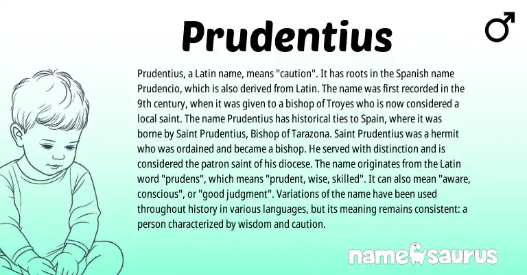 Infographic about Prudentius name meaning, Prudentius is a name from Spain, Spanish, Latin origin(s).