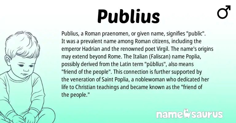 Infographic about Publius name meaning, Publius is a name from Roman, Latin, Italian origin(s).
