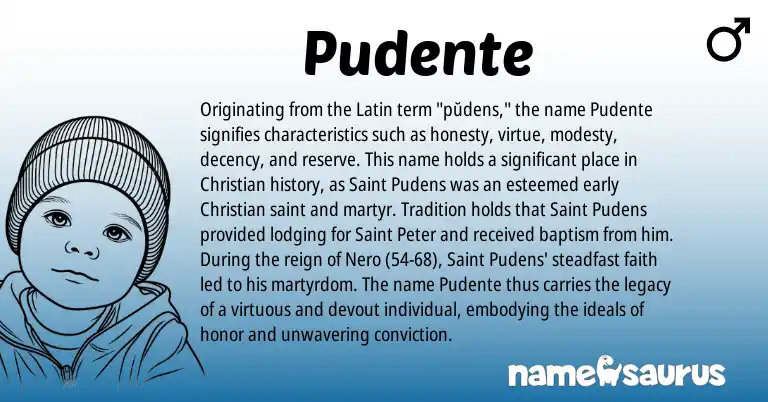 Infographic about Pudente name meaning, Pudente is a name from Latin origin(s).