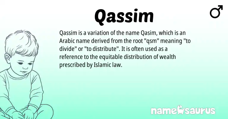 Infographic about Qassim name meaning, Qassim is a name from Arabic origin(s).