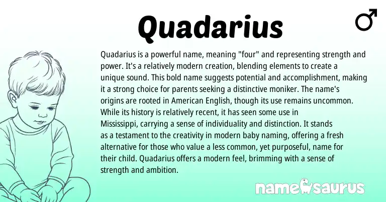 Infographic about Quadarius name meaning, Quadarius is a name from American origin(s).