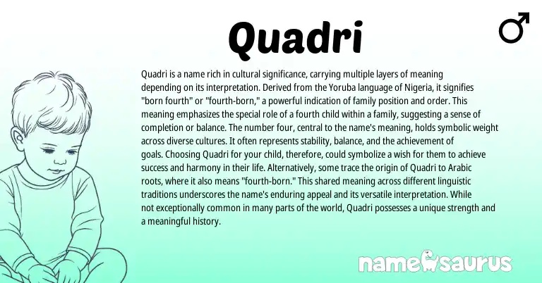 Infographic about Quadri name meaning, Quadri is a name from Yoruba, Nigerian origin(s).