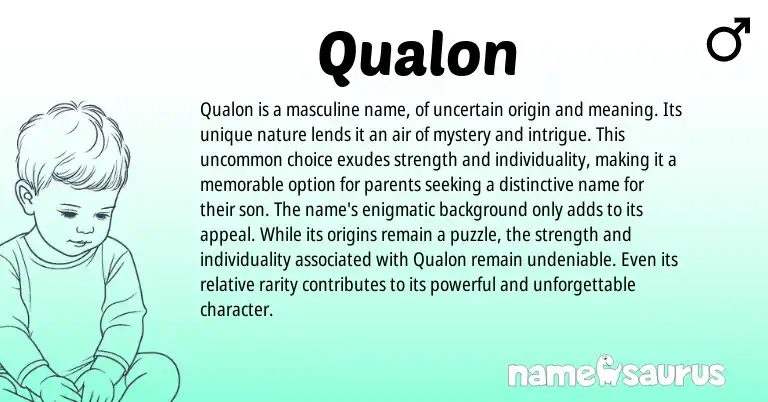 Infographic about Qualon name meaning, Qualon is a name from American origin(s).