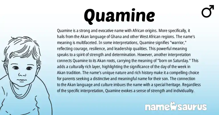 Infographic about Quamine name meaning, Quamine is a name from African origin(s).