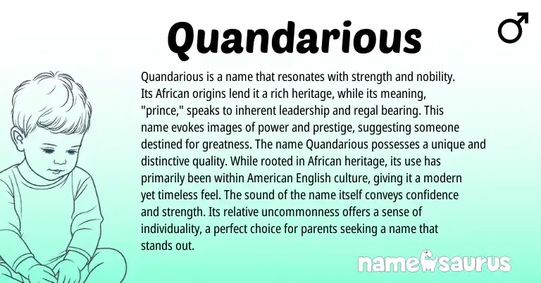 Infographic about Quandarious name meaning, Quandarious is a name from African origin(s).