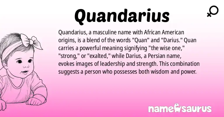 Infographic about Quandarius name meaning, Quandarius is a name from African American origin(s).