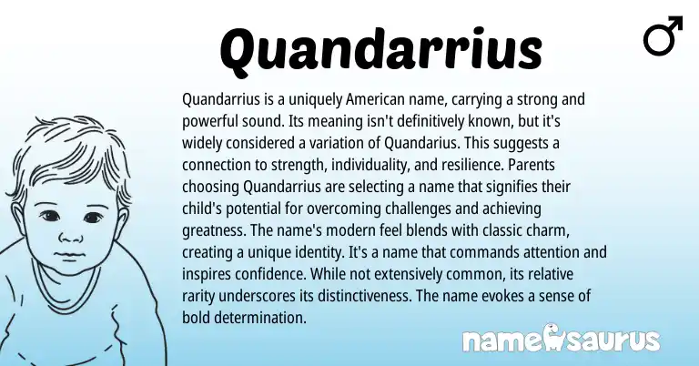 Infographic about Quandarrius name meaning, Quandarrius is a name from American origin(s).