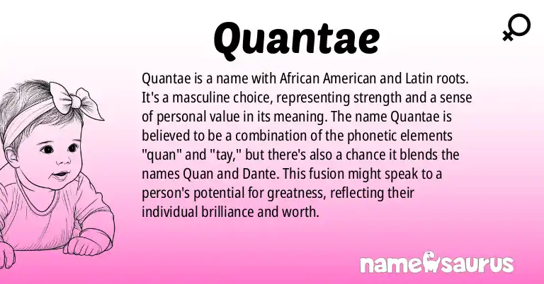 Infographic about Quantae name meaning, Quantae is a name from African American, Latin origin(s).