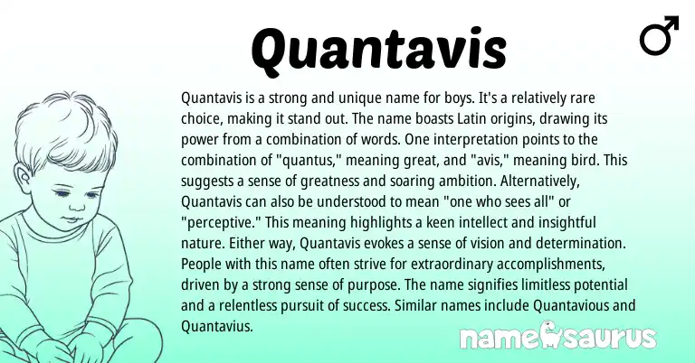 Infographic about Quantavis name meaning, Quantavis is a name from Latin origin(s).