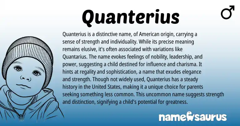 Infographic about Quanterius name meaning, Quanterius is a name from American origin(s).