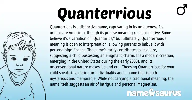 Infographic about Quanterrious name meaning, Quanterrious is a name from American origin(s).