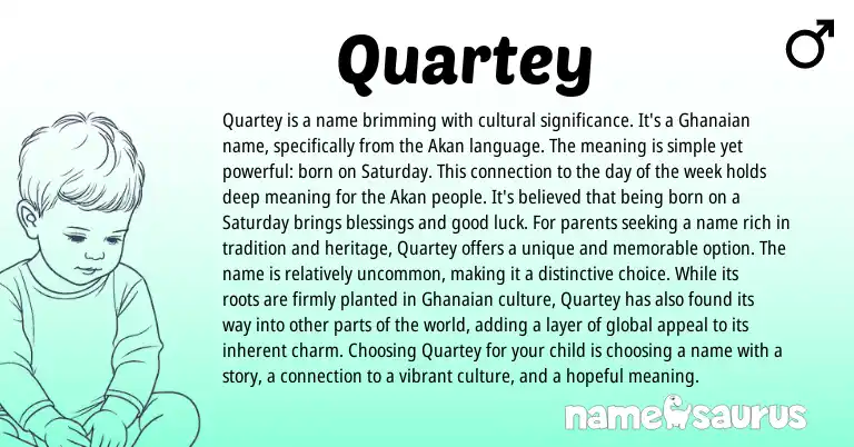 Infographic about Quartey name meaning, Quartey is a name from Akan, Ghanaian origin(s).