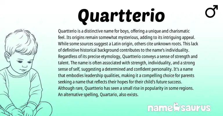 Infographic about Quartterio name meaning, Quartterio is a name from Latin origin(s).