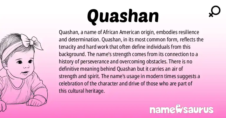 Infographic about Quashan name meaning, Quashan is a name from African American origin(s).