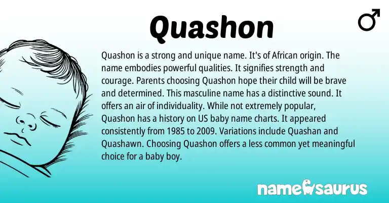 Infographic about Quashon name meaning, Quashon is a name from African origin(s).