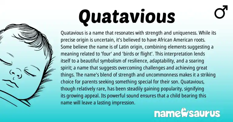 Infographic about Quatavious name meaning, Quatavious is a name from Latin, English origin(s).