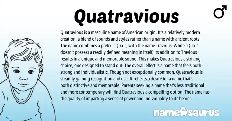 Infographic about Quatravious name meaning, Quatravious is a name from American origin(s).