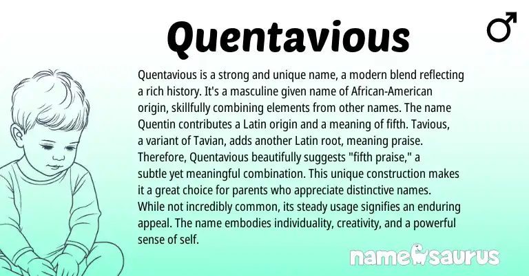 Infographic about Quentavious name meaning, Quentavious is a name from Latin origin(s).
