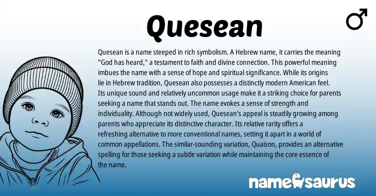 Infographic about Quesean name meaning, Quesean is a name from Hebrew origin(s).