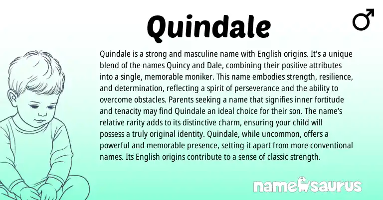 Infographic about Quindale name meaning, Quindale is a name from English, American origin(s).