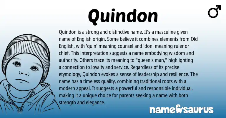 Infographic about Quindon name meaning, Quindon is a name from English origin(s).
