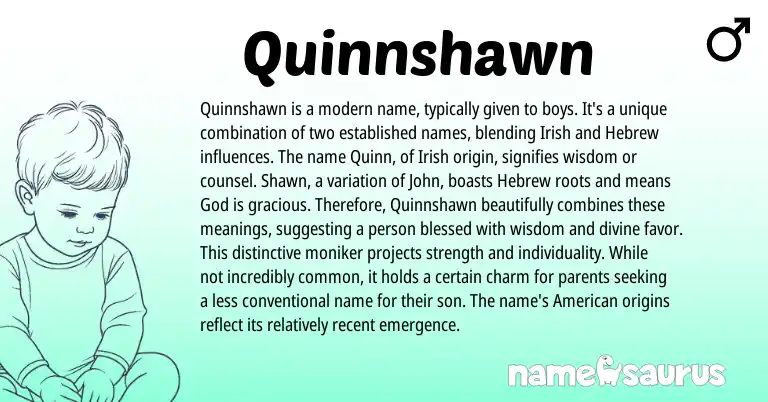 Infographic about Quinnshawn name meaning, Quinnshawn is a name from Irish origin(s).