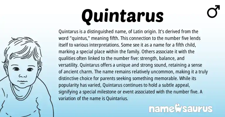 Infographic about Quintarus name meaning, Quintarus is a name from Latin origin(s).