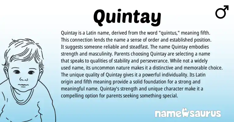 Infographic about Quintay name meaning, Quintay is a name from Latin origin(s).
