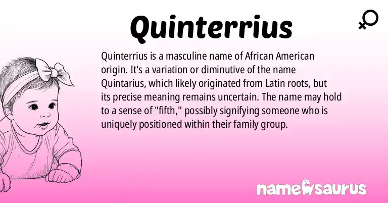 Infographic about Quinterrius name meaning, Quinterrius is a name from African American origin(s).