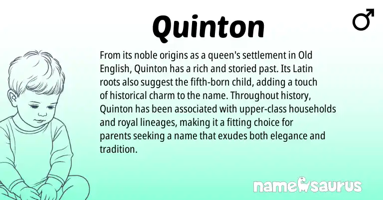 Infographic about Quinton name meaning, Quinton is a name from Old English, Latin origin(s).