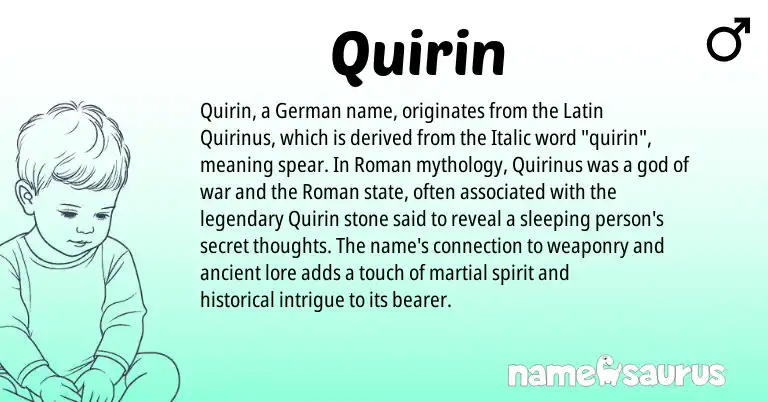 Infographic about Quirin name meaning, Quirin is a name from Roman, German, Latin origin(s).