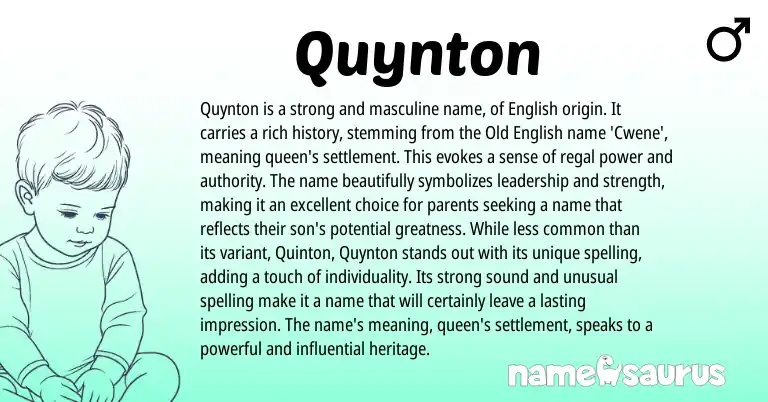 Infographic about Quynton name meaning, Quynton is a name from English origin(s).