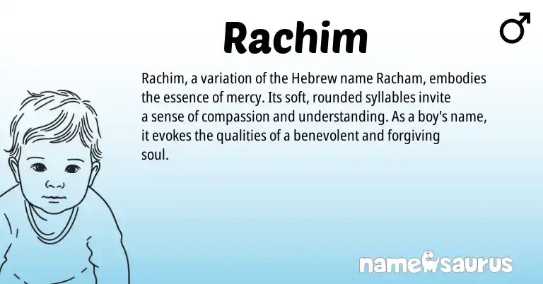 Infographic about Rachim name meaning, Rachim is a name from Hebrew origin(s).