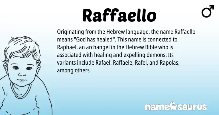 Infographic about Raffaello name meaning, Raffaello is a name from Hebrew origin(s).