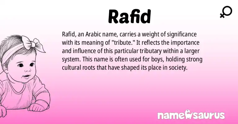 Infographic about Rafid name meaning, Rafid is a name from Arabic origin(s).