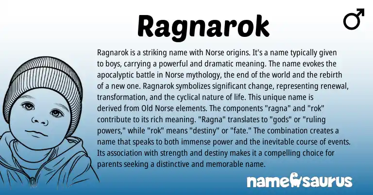 Infographic about Ragnarok name meaning, Ragnarok is a name from Norse origin(s).