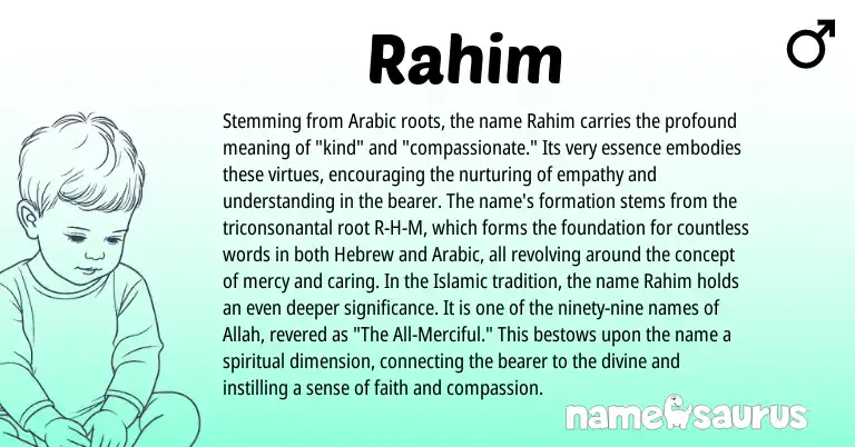 Infographic about Rahim name meaning, Rahim is a name from Arabic, Hebrew origin(s).