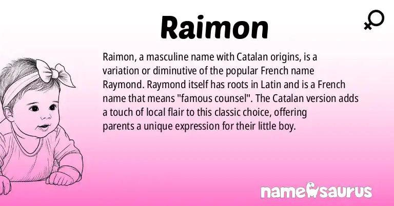 Infographic about Raimon name meaning, Raimon is a name from Catalan origin(s).