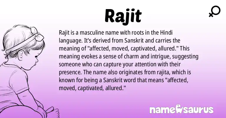 Infographic about Rajit name meaning, Rajit is a name from Hindi origin(s).