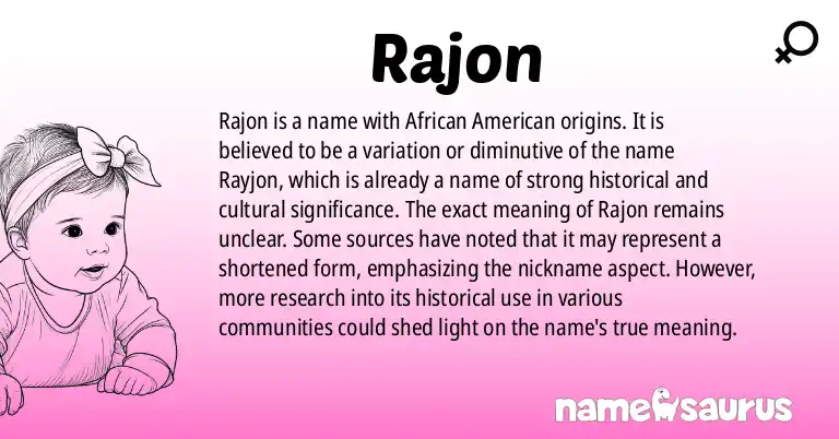 Infographic about Rajon name meaning, Rajon is a name from African American origin(s).